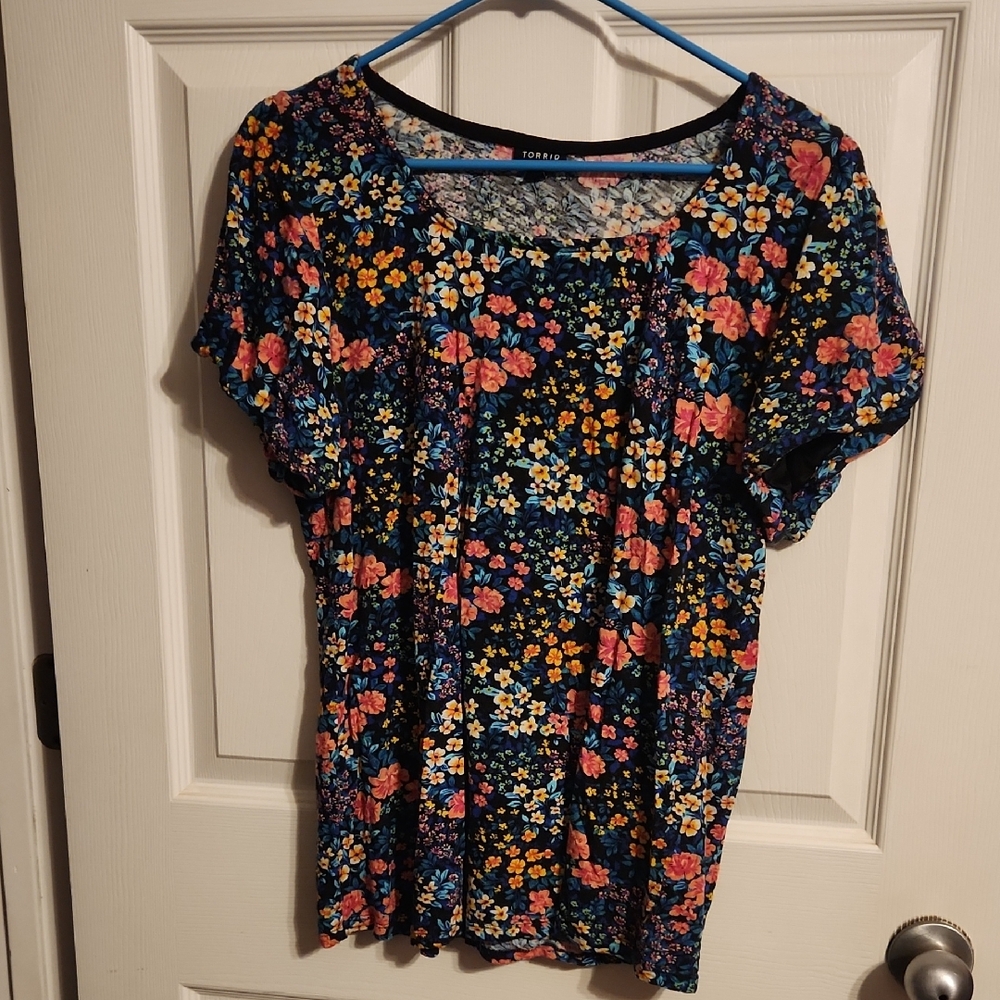 Torrid Flowered Flutter Sleeve Blouse